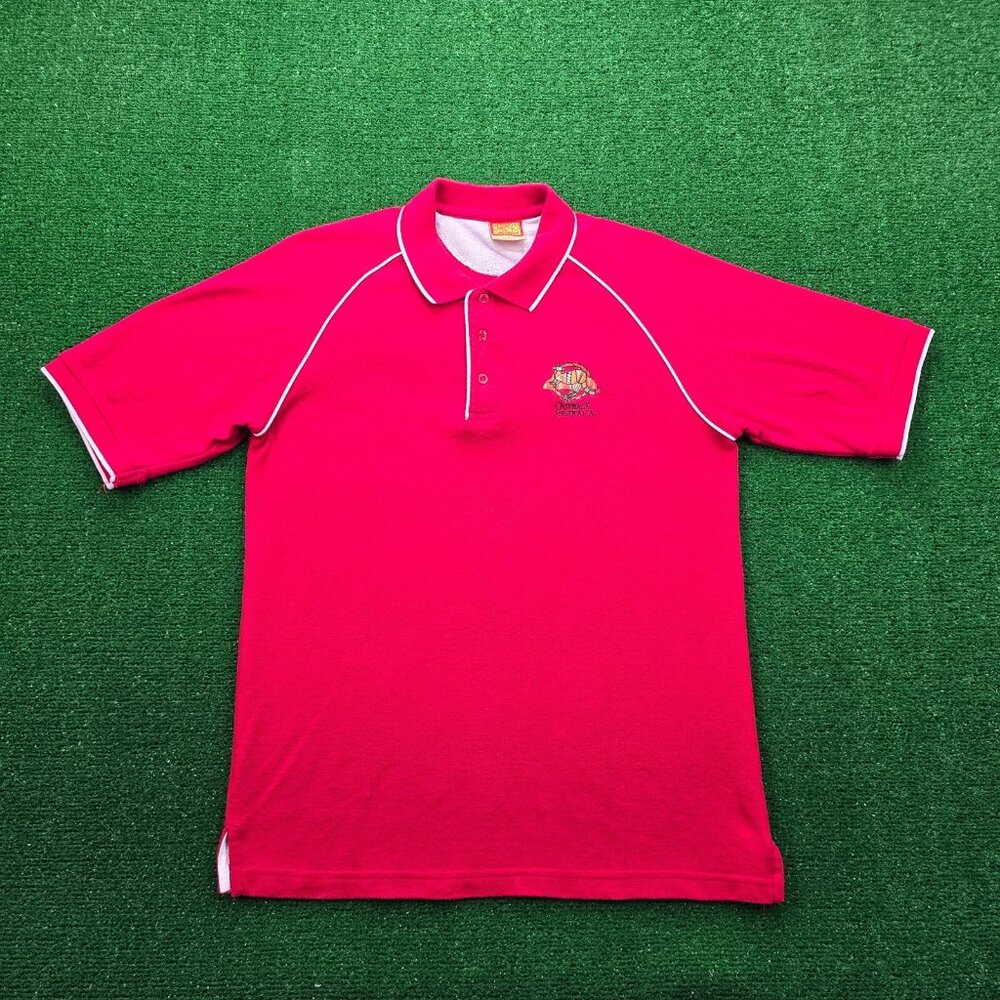 Roo Rock Polo Shirt Mens Medium Red Short Sleeve Outback‎ Australia Rugby Casual